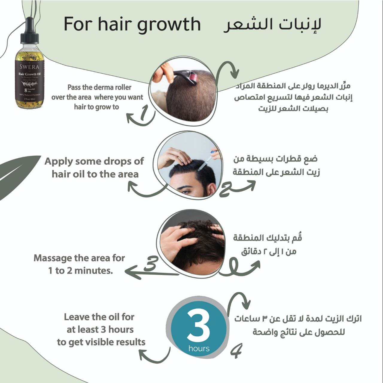 زيــت طبيـعي لتكثيف الشعر وعلاج التساقط - ثمان زيوت طبيعية ممزوجة في زيت واحد - مناسب لجميع أنواع الشعر - للنساء والرجال